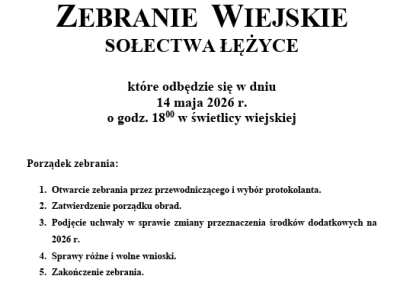 Zebranie Wiejskie 14.05.2026