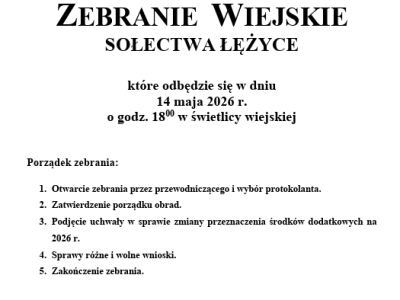 Zebranie Wiejskie 14.05.2026